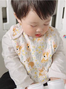 宝宝口水巾A类软绵亲肤竹棉新生儿围兜六层纱布婴儿围嘴三粒扣