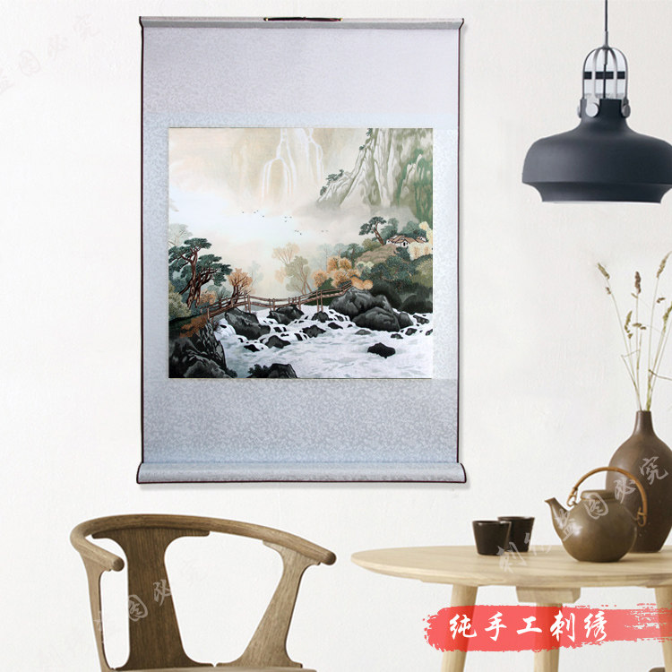 粤绣精品中国古典水墨风景山水画