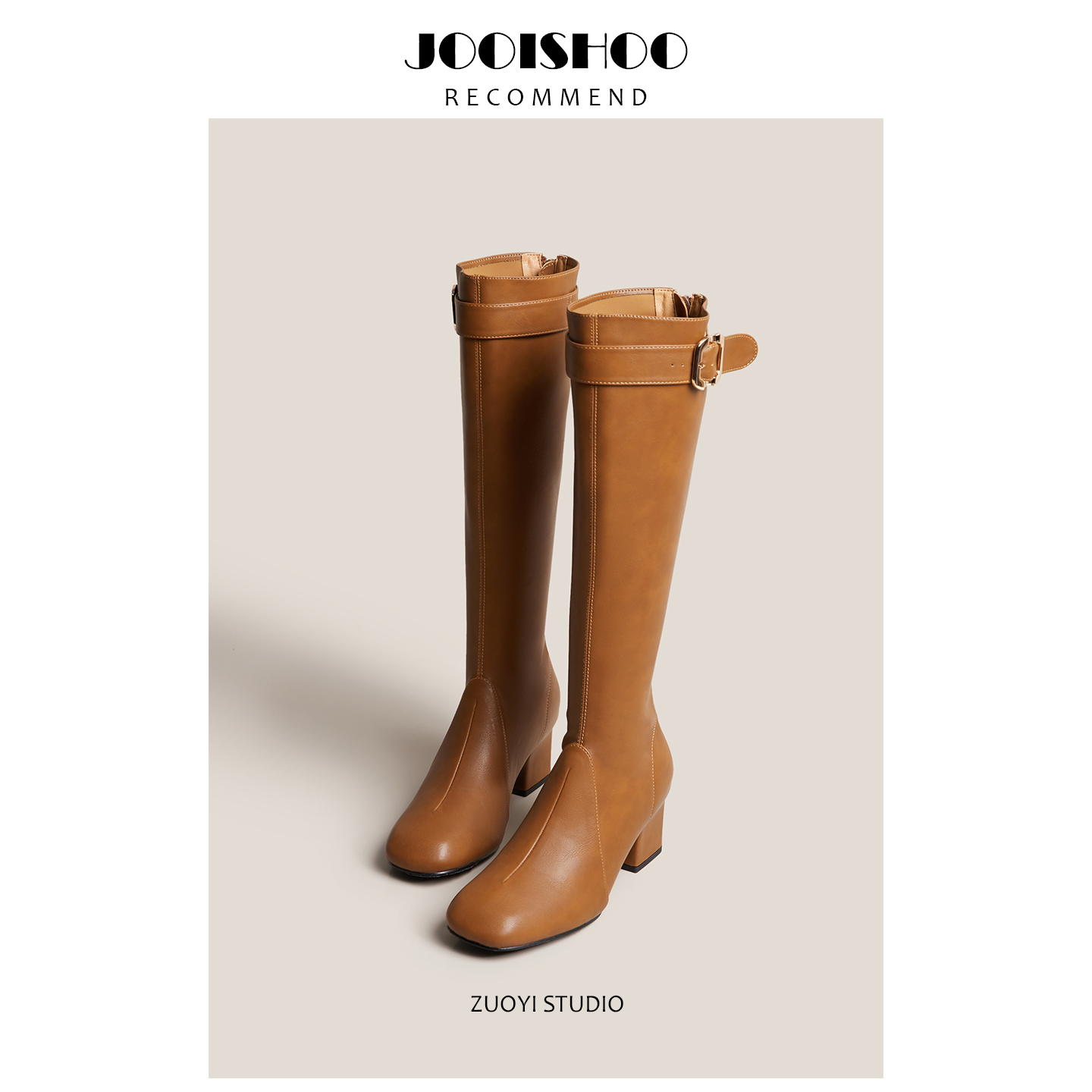 佐一不服2025新款复古方头粗跟高筒靴女气质百搭显瘦骑士靴