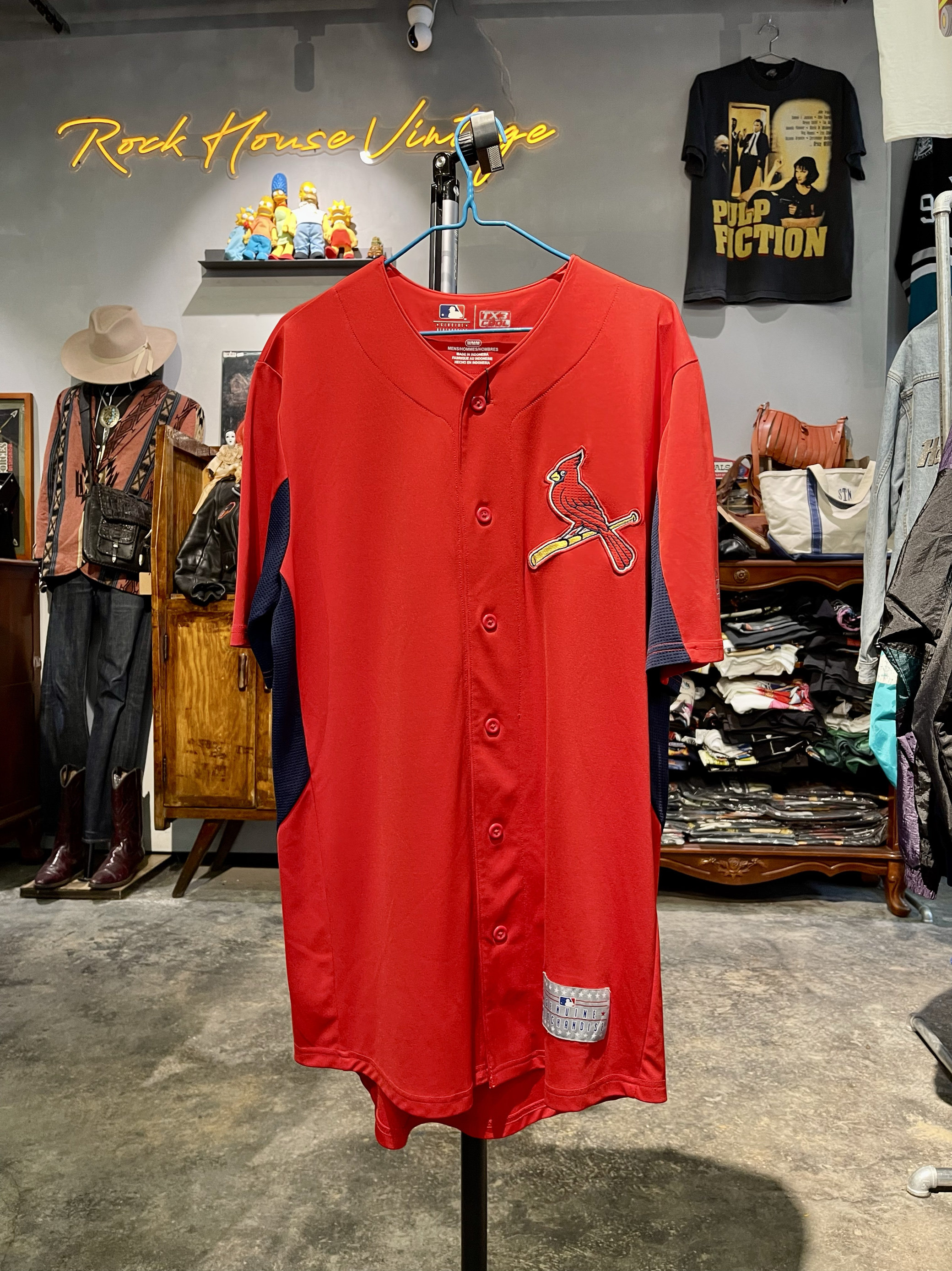 Vintage古着正版红雀队短袖冰感速干棒球服，M码