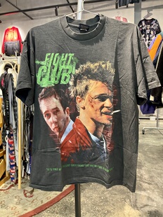 T恤 水洗做旧纯棉电影搏击俱乐部短袖 全新New Vintage风格