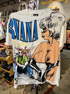 全新New T恤 Vintage水洗做旧涅槃NIRVANA插画摇滚乐队纯棉短袖