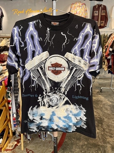 全新New Vintage风格水洗做旧哈雷经典V缸发动机纯棉短袖T恤