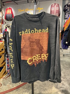 T恤 水洗做旧纯棉摇滚乐队Radiohead长袖 全新New Vintage风格