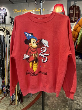 Vintage古着元年正版米奇25周年纪念美式复古长袖圆领卫衣外套