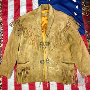 Vintage古着美国逍遥骑士款 嬉皮西部机车风流苏翻毛牛皮外套夹克