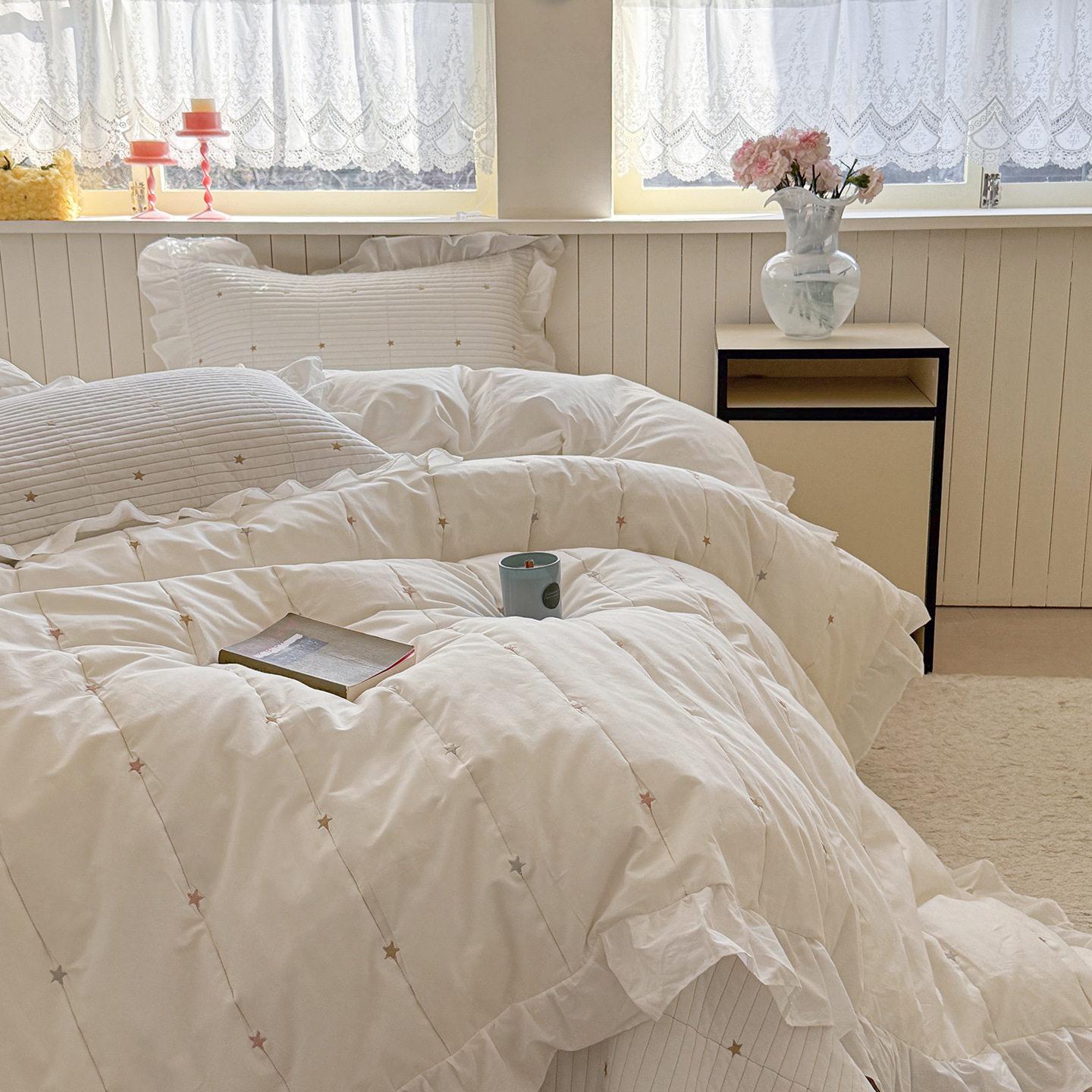 A类60支全棉水洗棉星星床盖四件套 多功能夹棉被套 床盖三件套,床上用品,床品套件/四件套/多件套,淘宝优惠券,粉丝福利购,淘宝优惠卷