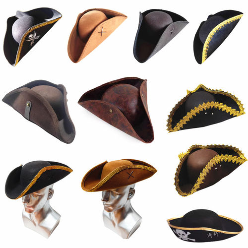 cos宫廷金边三角海盗帽