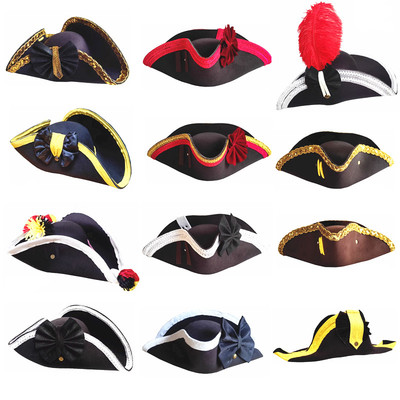 海盗船长帽拿破仑帽步兵火枪手帽贵族三角帽英国皇家海军帽腓特烈