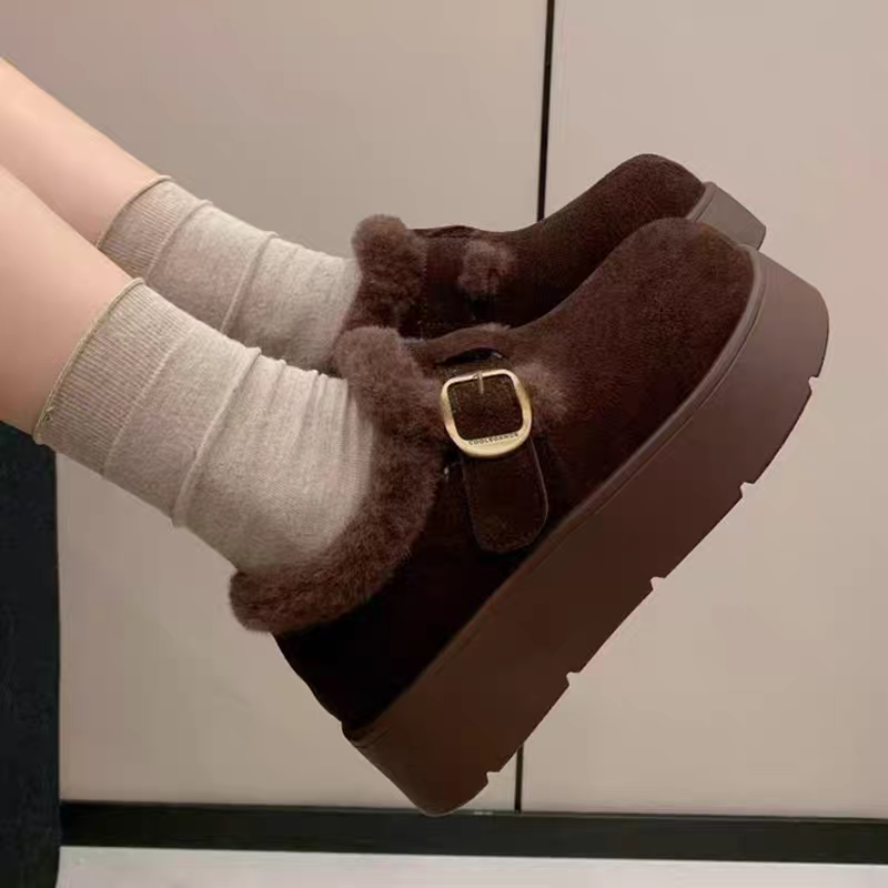 厚底加绒雪地靴毛毛保暖勃肯鞋