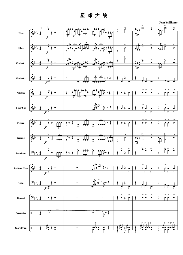 交响管乐总谱星球大战2.0管乐团合奏总谱分谱