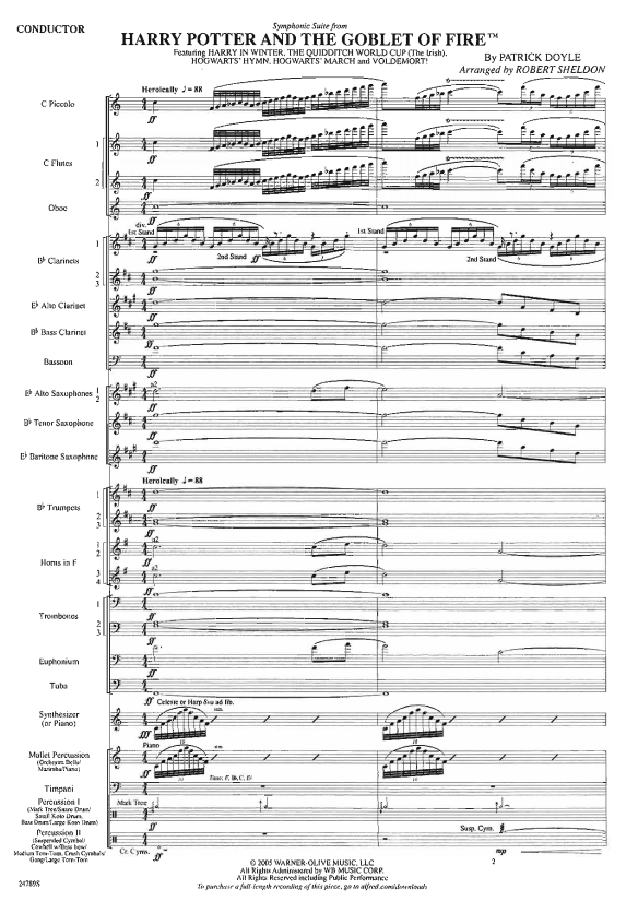 管乐总谱《哈利波特与火焰杯》4.0乐团合奏总谱分谱