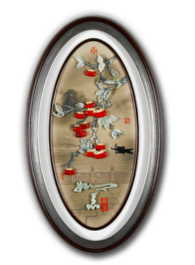 入户玄关玉石装饰画椭圆形5D挂画