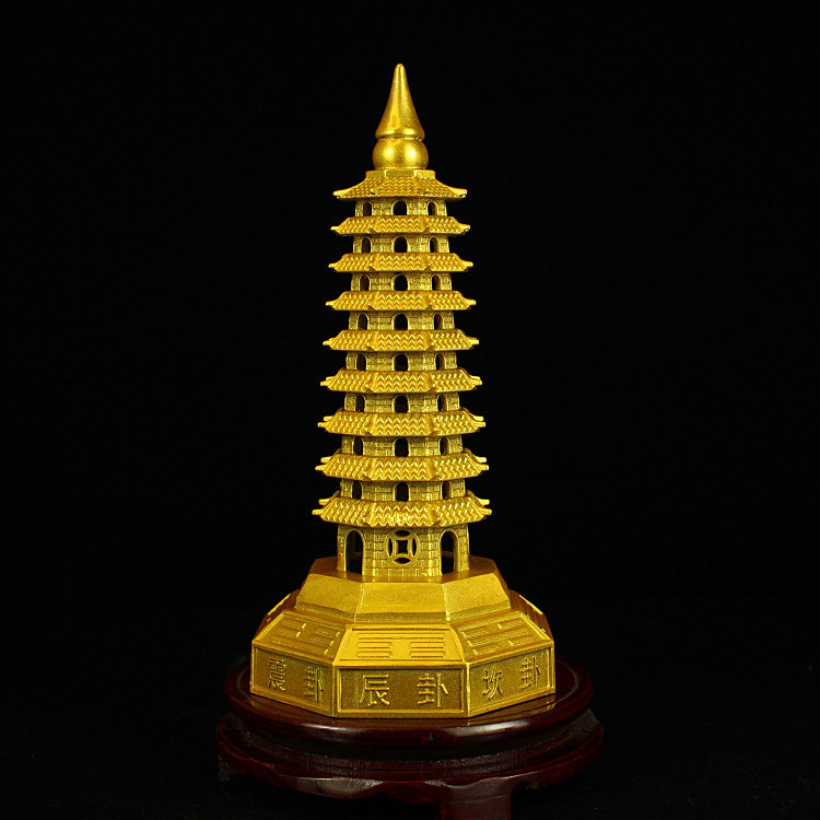 大号铜玲珑塔七层九层十三层13层文峰塔定做桌面摆件八卦底座铜塔