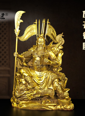 铜关公摆件夜读春秋坐关公