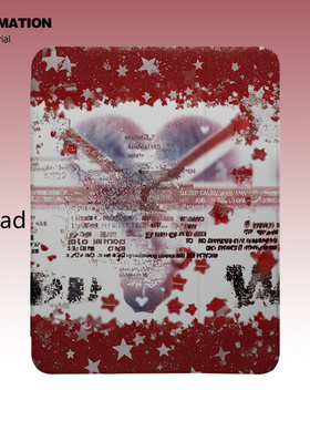 三壳壳原创小众五角星红色爱心涂鸦插画平板保护套适用于苹果IPAD/air/5/4/3/pro/外包旋转亚克力/三折书本款