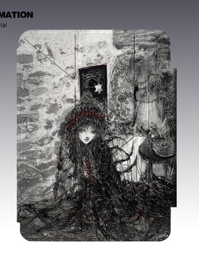 三壳壳原创黑色哥特日系风格亚克力磁吸Y折搭扣平板保护套适用于苹果2024/ipadpro/air6/5/4/三折款360°旋转