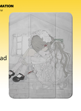 三壳壳原创小众白色洛丽塔平板保护套适用于苹果ipadpro/air6/5/4/3/mini华为/荣耀/小米三折书本气囊款防弯
