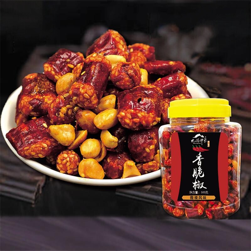 巴蜀印象微辣香脆椒500g香辣酥炸辣椒脆酥干花生脆四川特产小吃