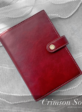 Frida复古圣诞雾蜡皮轻盈随身活页本A7手账软PU笔记六孔便携口袋