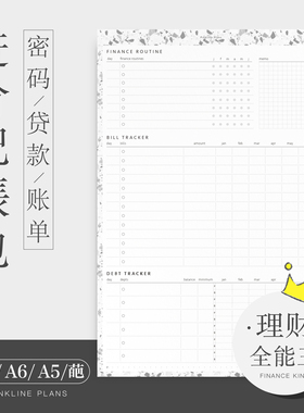 理财进阶组家计本记账务A5slim678奇葩活页手账内页替芯密码表格