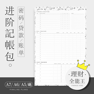 理财进阶组家计本记账务A5slim678奇葩活页手账内页替芯密码 表格