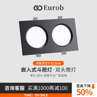 【美国普瑞】双头筒灯双孔嵌入式超薄长方形客厅灯过道射灯斗胆灯