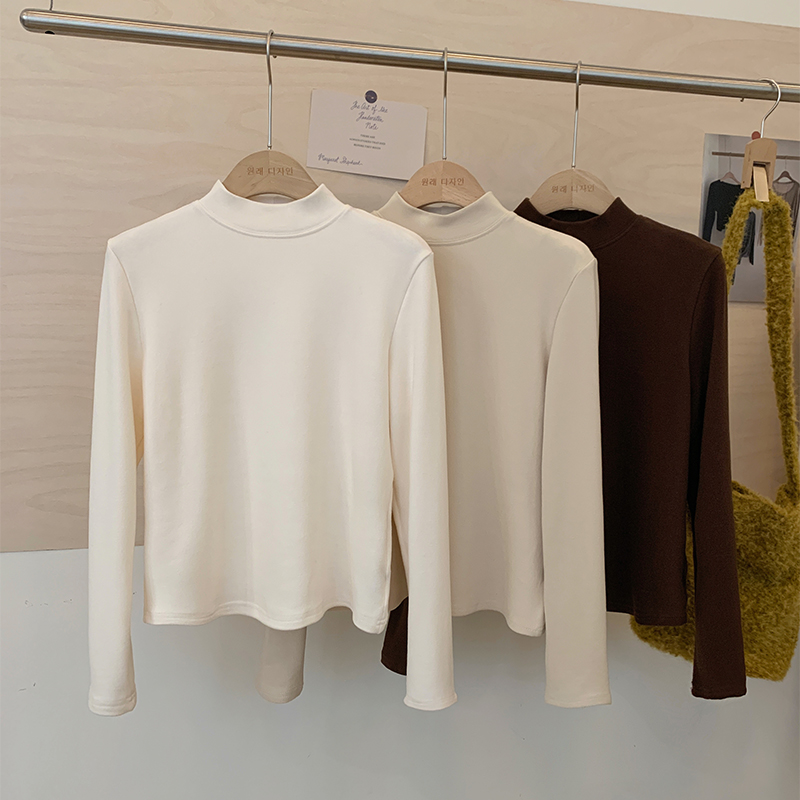 花花家韩系2025新款半高领打底衫修身长袖显瘦软糯秋冬内搭上衣女