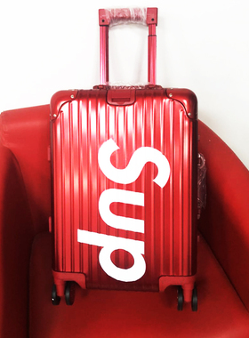 SUP红色铝框拉杆箱20密码硬箱男女24寸万向轮旅行箱ins网红行李箱