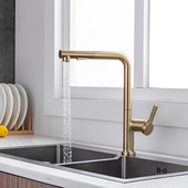 ICI出口欧美新款 黑色拉丝金抽拉厨房冷热全铜枪灰水槽菜盆龙头