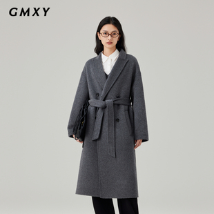 气质翻领减龄羊毛外套 古木夕羊复古简约高级感毛呢大衣女2024冬季