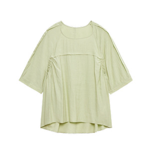 古木夕羊抽褶不规则衬衫女夏季气质蝙蝠袖大版廓形上衣