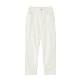 古木夕羊秋季复古修身时尚直筒牛仔裤女高腰显瘦翻遍休闲裤