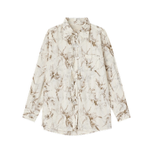 古木夕羊国风水墨印画设计衬衫女秋季时尚通勤翻领新中式衬衣