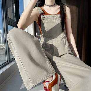 减龄阔腿牛仔背带裤女2026春秋新款慵懒风高腰显瘦宽松休闲连体裤