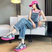 奶fufu牛仔背带裤 梨形身材宽松小个子显瘦 女春秋可爱减龄2026新款