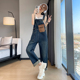 女长裤 高腰显瘦韩版 2026春秋季 宽松休闲哈伦裤 新款 减龄牛仔背带裤