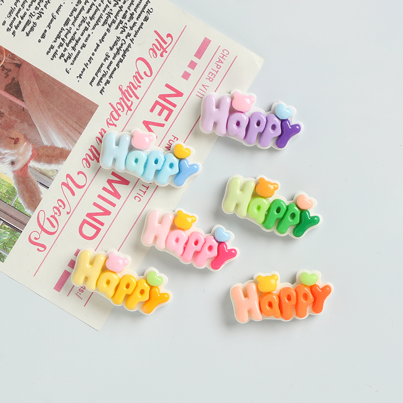 亮面彩色Happy字母树脂磁吸冰箱贴创意黑白板照片墙留言板固定贴