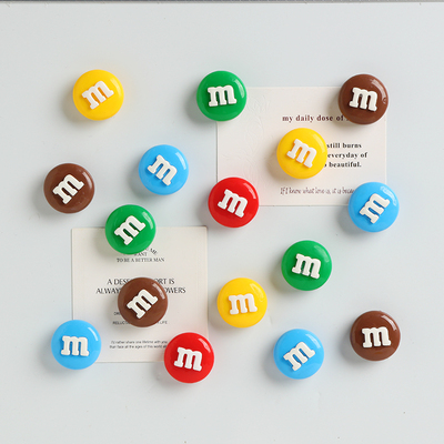 亮面彩色大号M豆树脂磁吸冰箱贴创意黑白板照片墙留言板固定磁吸