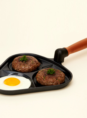 韩国进口vizzart三孔鸡蛋汉堡煎锅陶瓷涂层平底锅煎饼锅料理铝锅