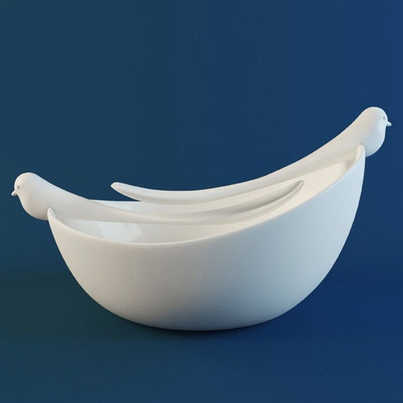 泰国进口qualy创意雀儿情侣沙拉碗搅拌沙律碗蔬果凉拌盆套装树脂