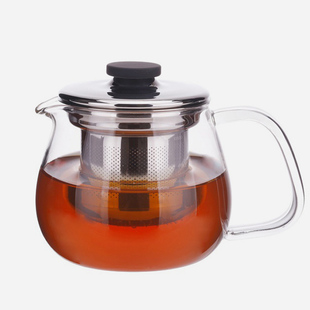 日本进口kinto无铅玻璃泡茶壶不锈钢滤网冲茶器花草茶滤茶壶500ml
