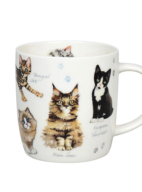 德国进口Konitz艺术猫广口骨瓷马克杯咖啡杯茶杯水杯牛奶杯400ml