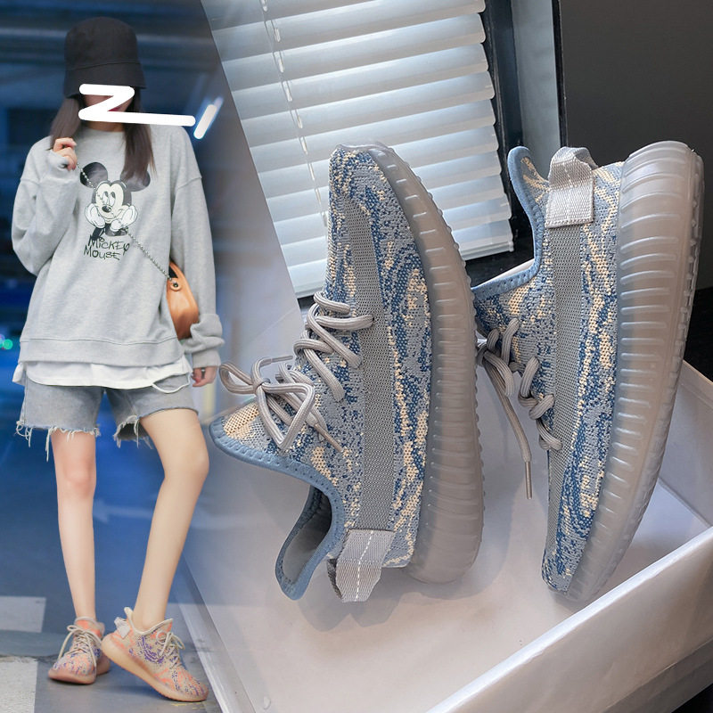 35-44码高品质情侣飞织春秋季新款透气学生椰子鞋女平底男运动鞋