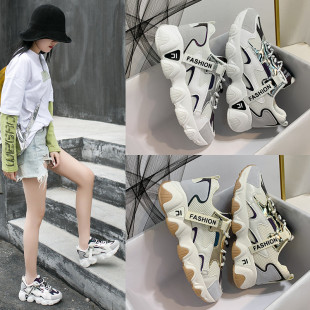 老爹鞋秋冬季新款透气韩版加绒运动鞋女ins厚底学生跑步鞋内增高