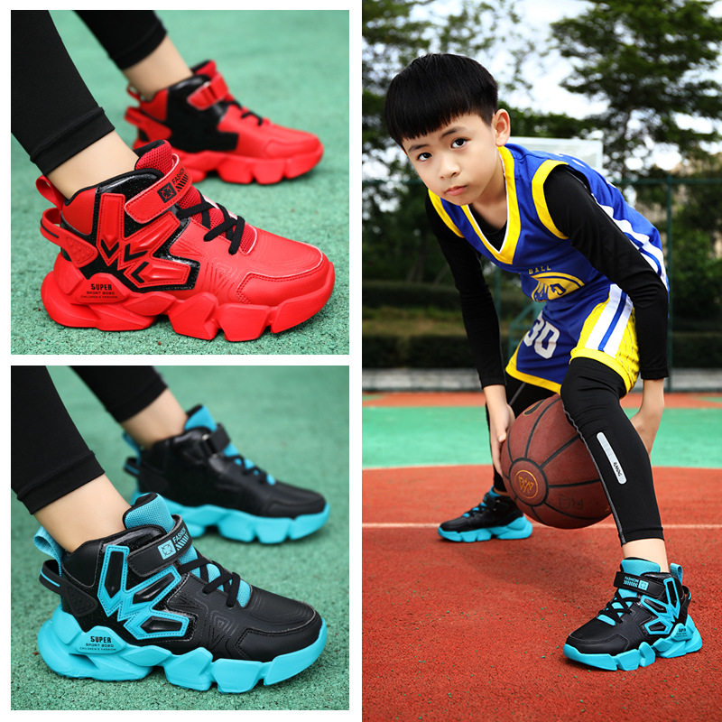 耐磨31-39码男女秋冬款皮面中大童轻便中邦篮球鞋柔软休闲跑步鞋