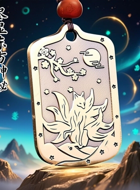 2019款道家黄铜狐狸吊坠转桃花项