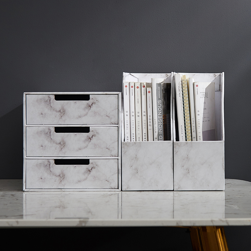 纸质大理石纹文件档案桌面收纳盒