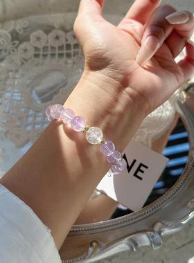 上岸天然薰衣草紫水晶手链女