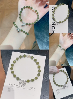 S925银纯银天然和田玉铃兰花银手链七夕礼物生日送礼